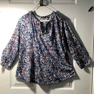 Stylish Navy and White Floral Blouse